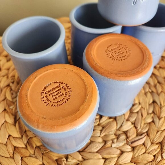 La Fermiere French Blue Yogurt Pots - Set of‎ 6 Terra Cotta Glaze - Picture 2 of 3
